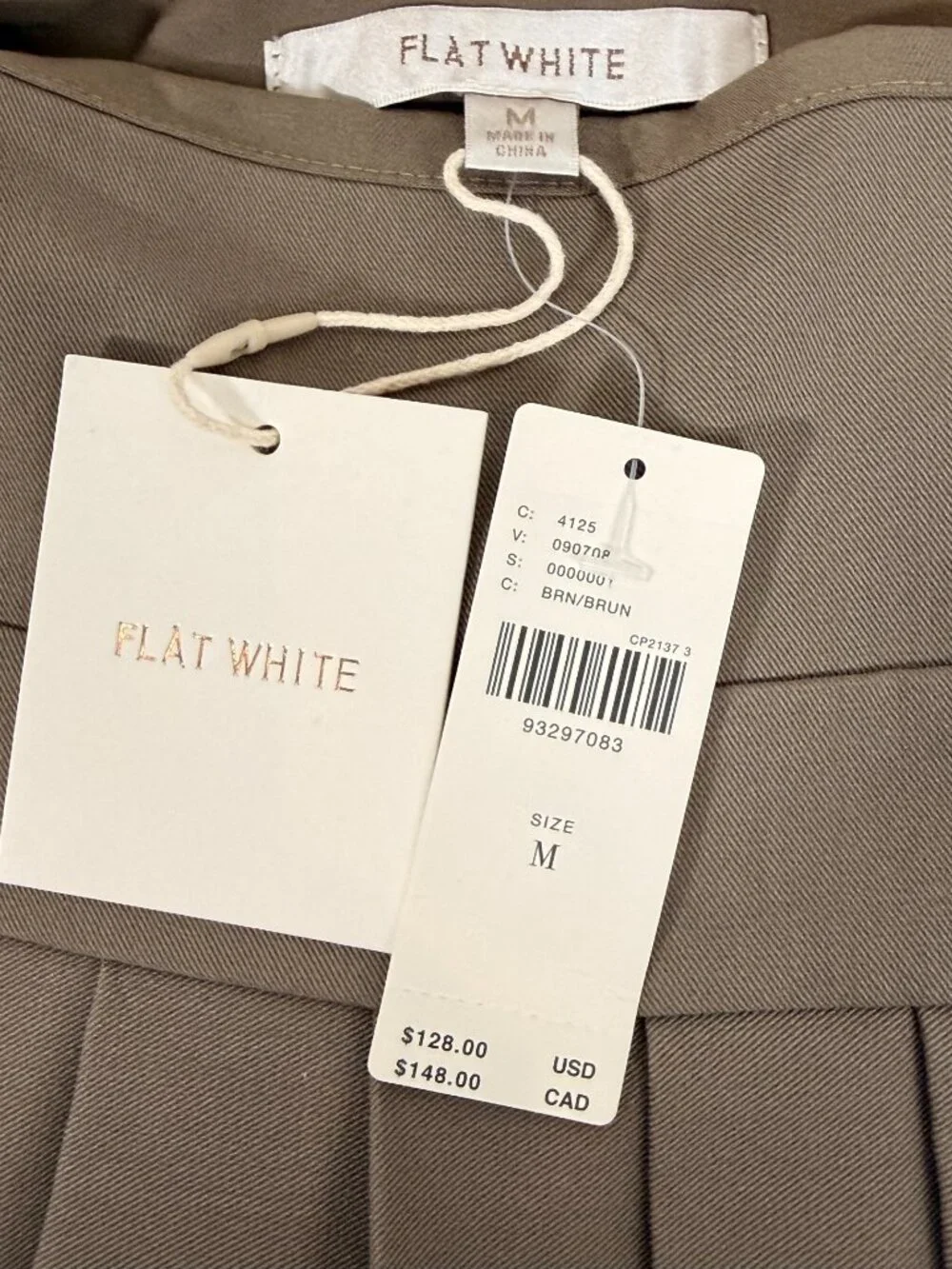 ANTHROPOLOGIE FLAT WHITE Tan Pleated Mini Skort with Belt Loops Women's Size M - Picture 3 of 7